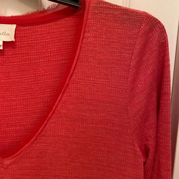 Anthropologie Deletta Thea Pink Babydoll Peplum Tiered Long Sleeves Top - Picture 4 of 11